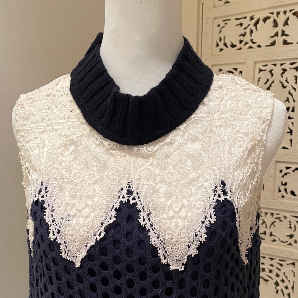 Sea New York Navy and Cream Lace Mini Dress